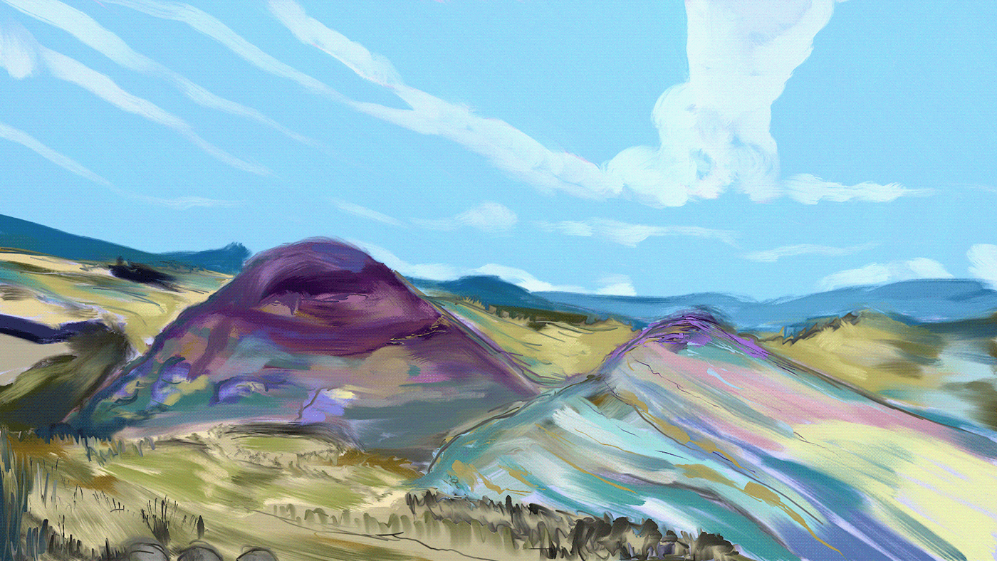 beach corel digital landscape mountain nature painting Oregon scenery Practice scenery studies Washington scenery