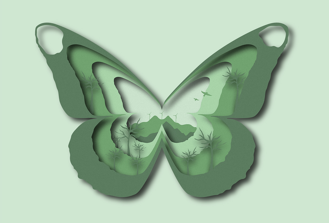 ILLUSTRATION  graphic design  buterfly design green billboard Landscape Nature climate change