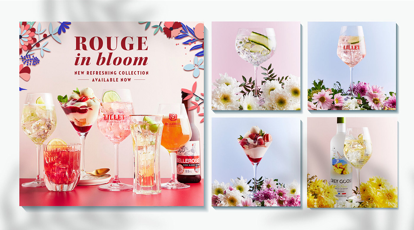 drinks concept Drinks Photography Drinks poster Floral design food and drinks campaign Hospitality branding summer branding  summer campaign Summer Design summer drinks launch