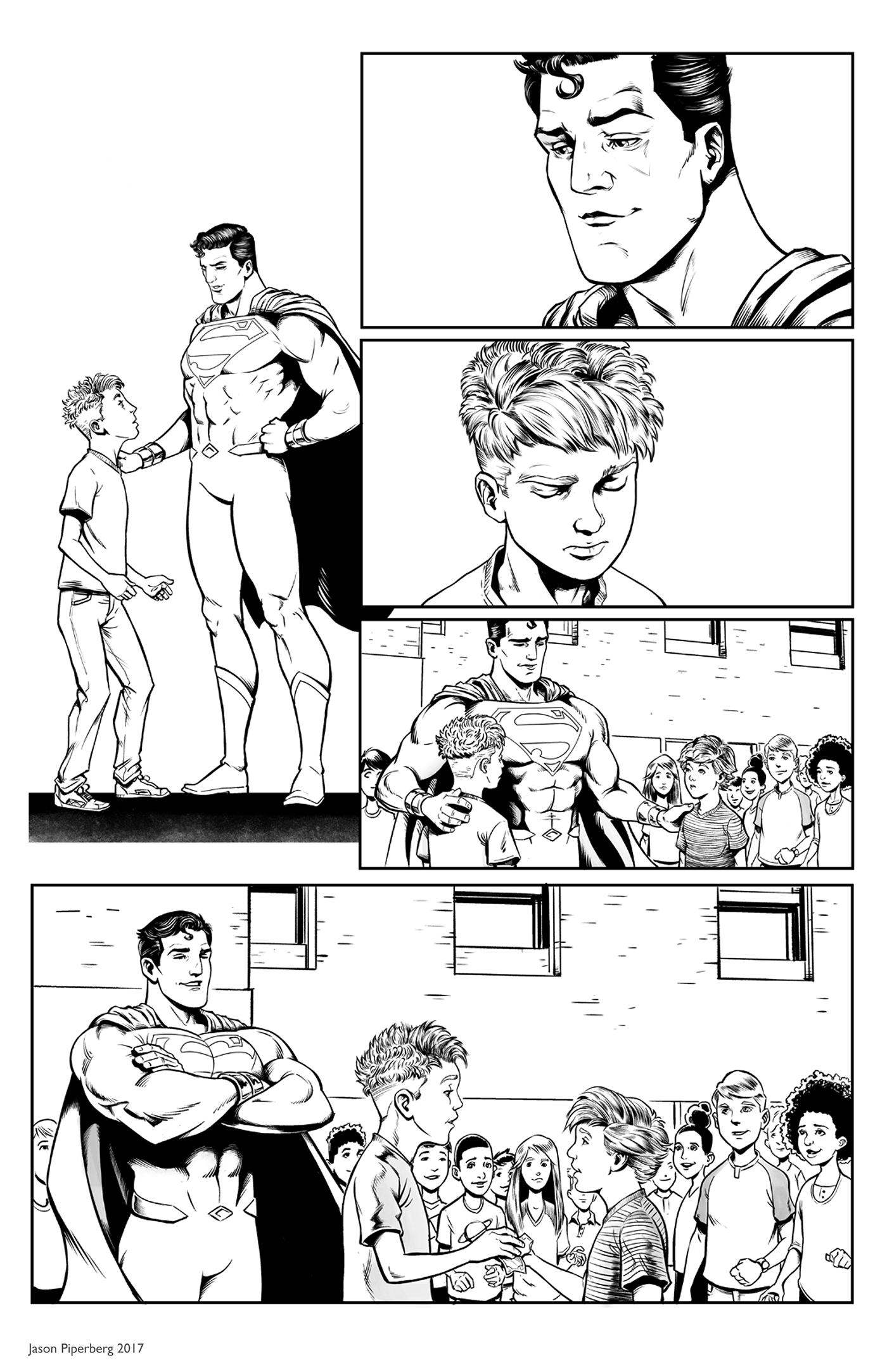 superman Dc Comics Jason Piperberg comics Sequential Art bullies ink pencil Digital Art 