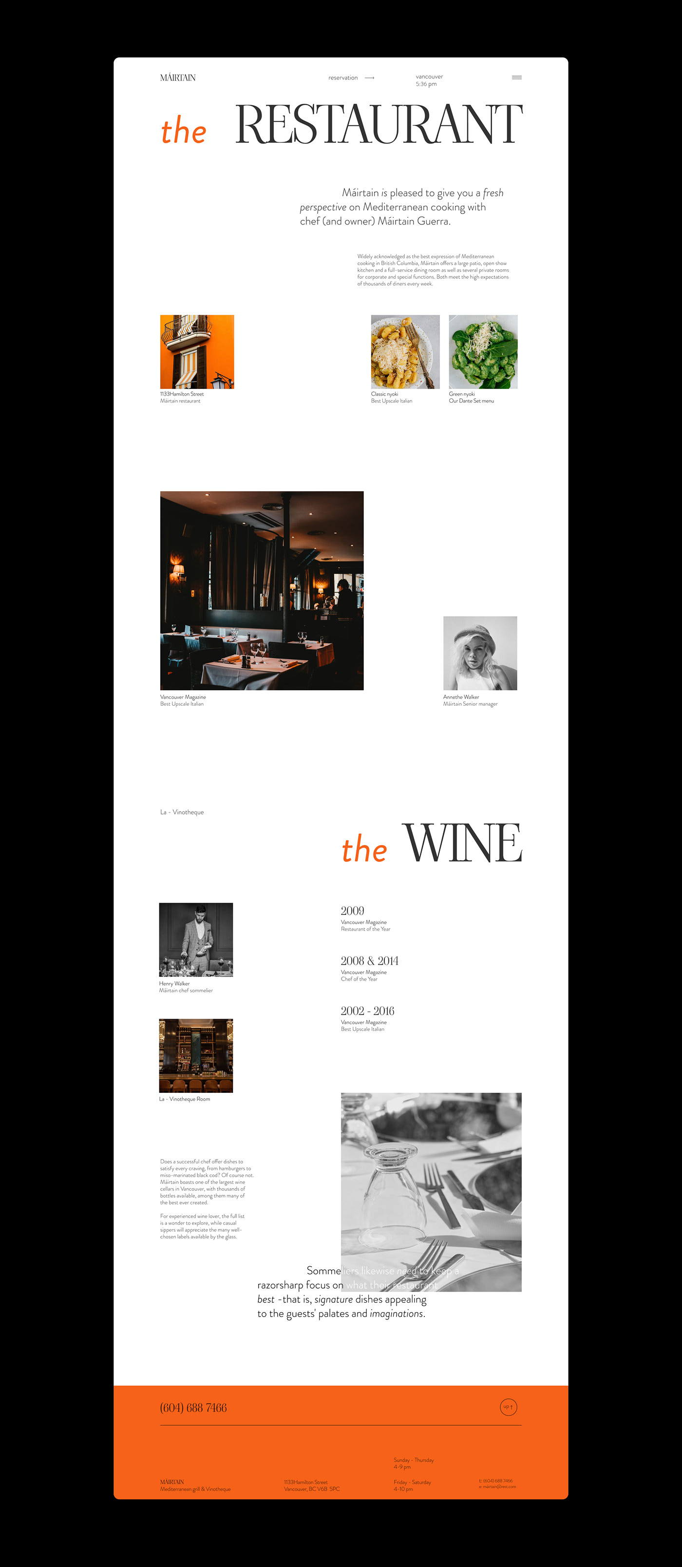 Canada Italy landing page menu mobile redesign restaurant UI/UX Webdesign Website