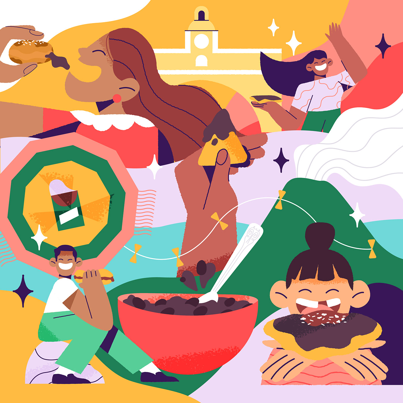 Character design  colorpalette   colors Food  foodie Illustrator LatinAmerica