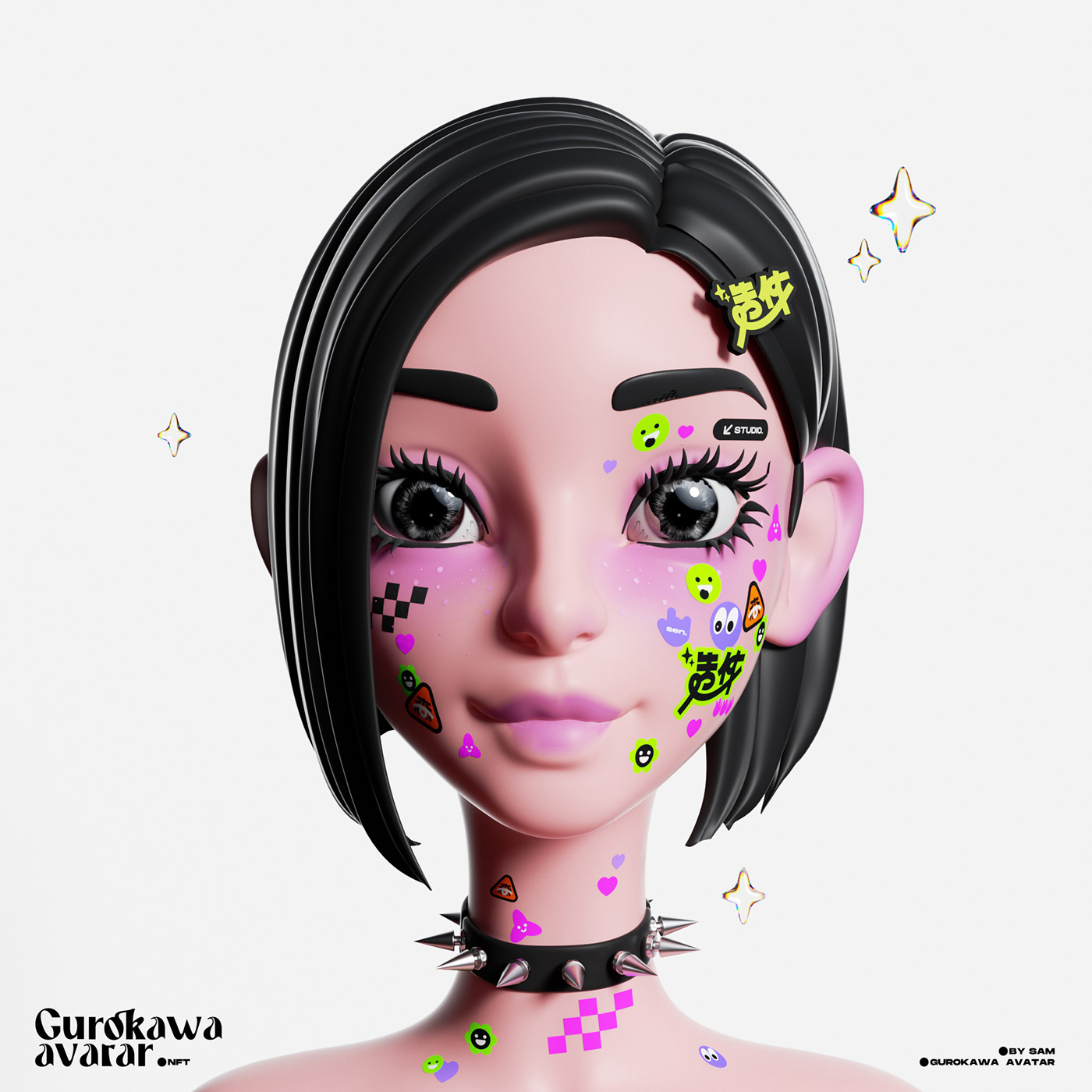 human face avatar nft 3D Digital Art  Character design  ILLUSTRATION 