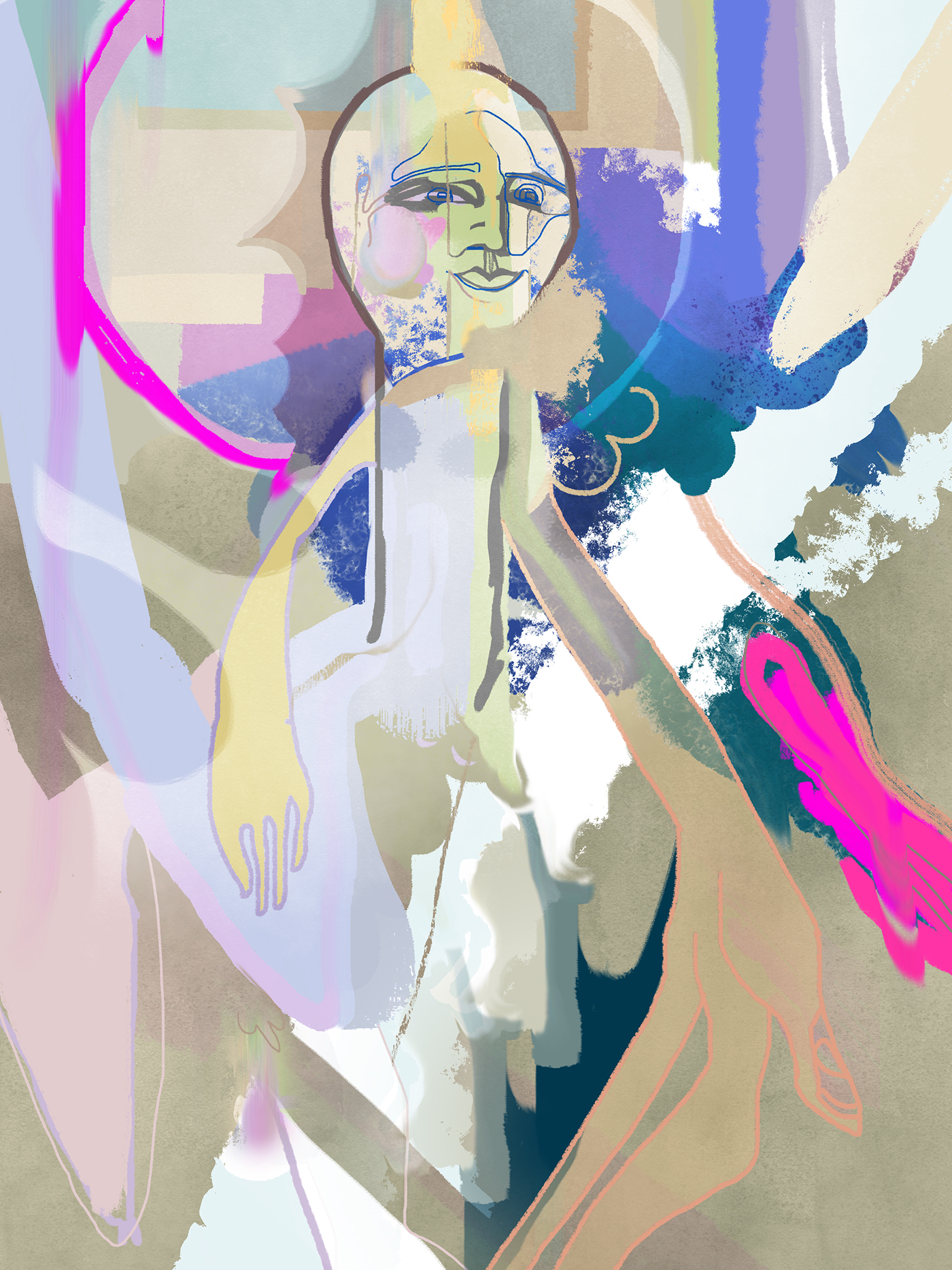 digital painting   Experimentation portrait pastel abstract