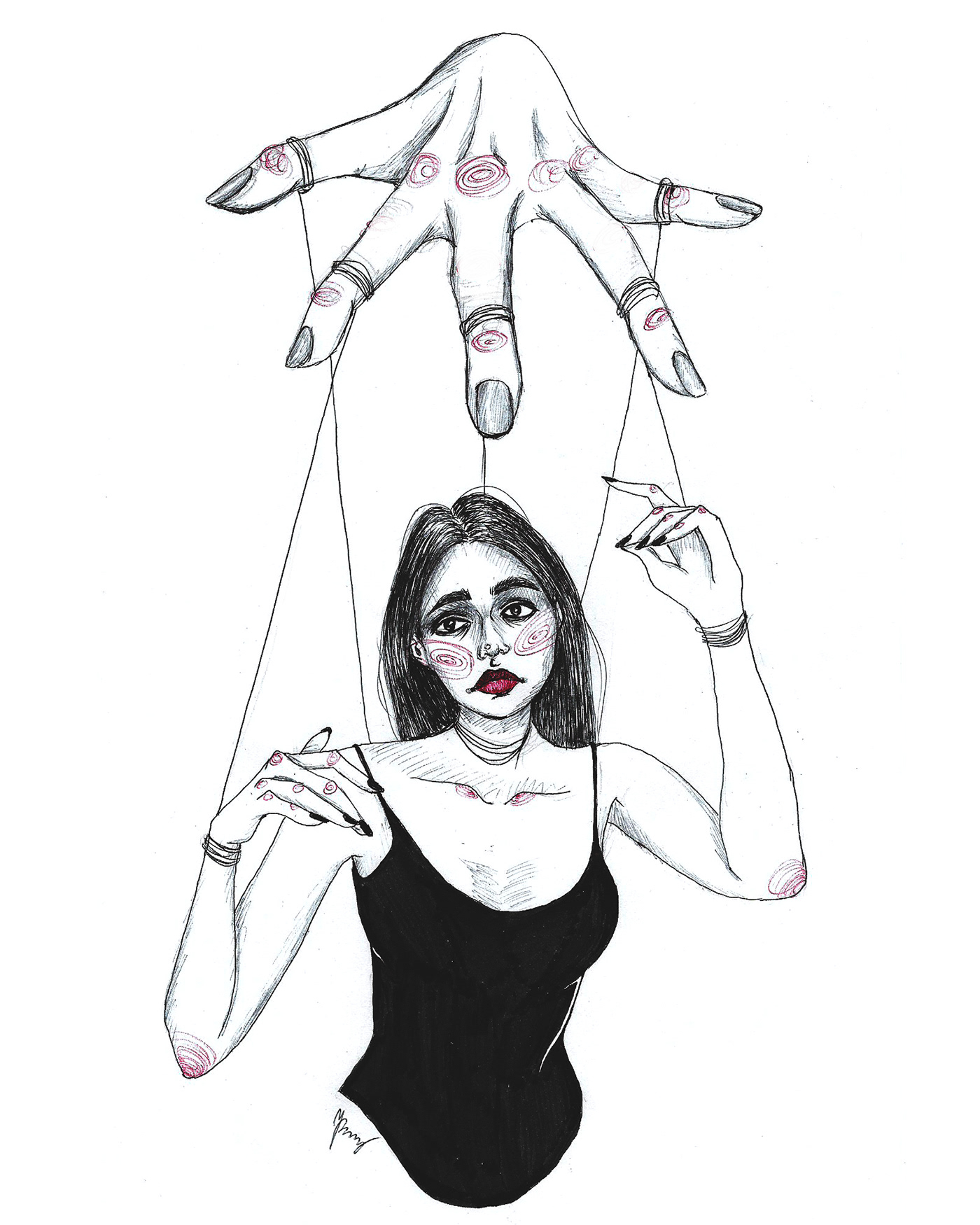 pen drawing marionette puppet