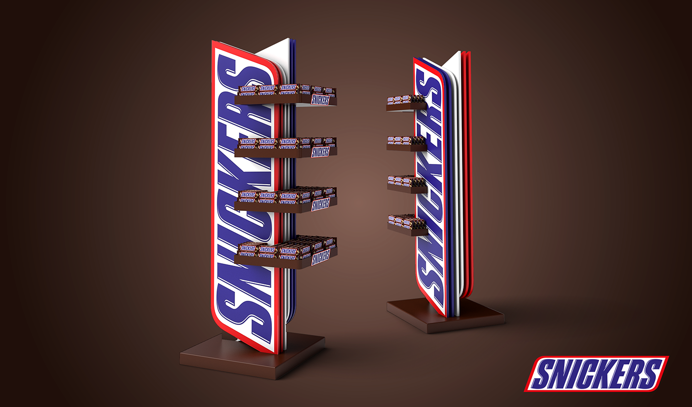 Snickers pos posm Display counter candy bar design DUO DESIGN