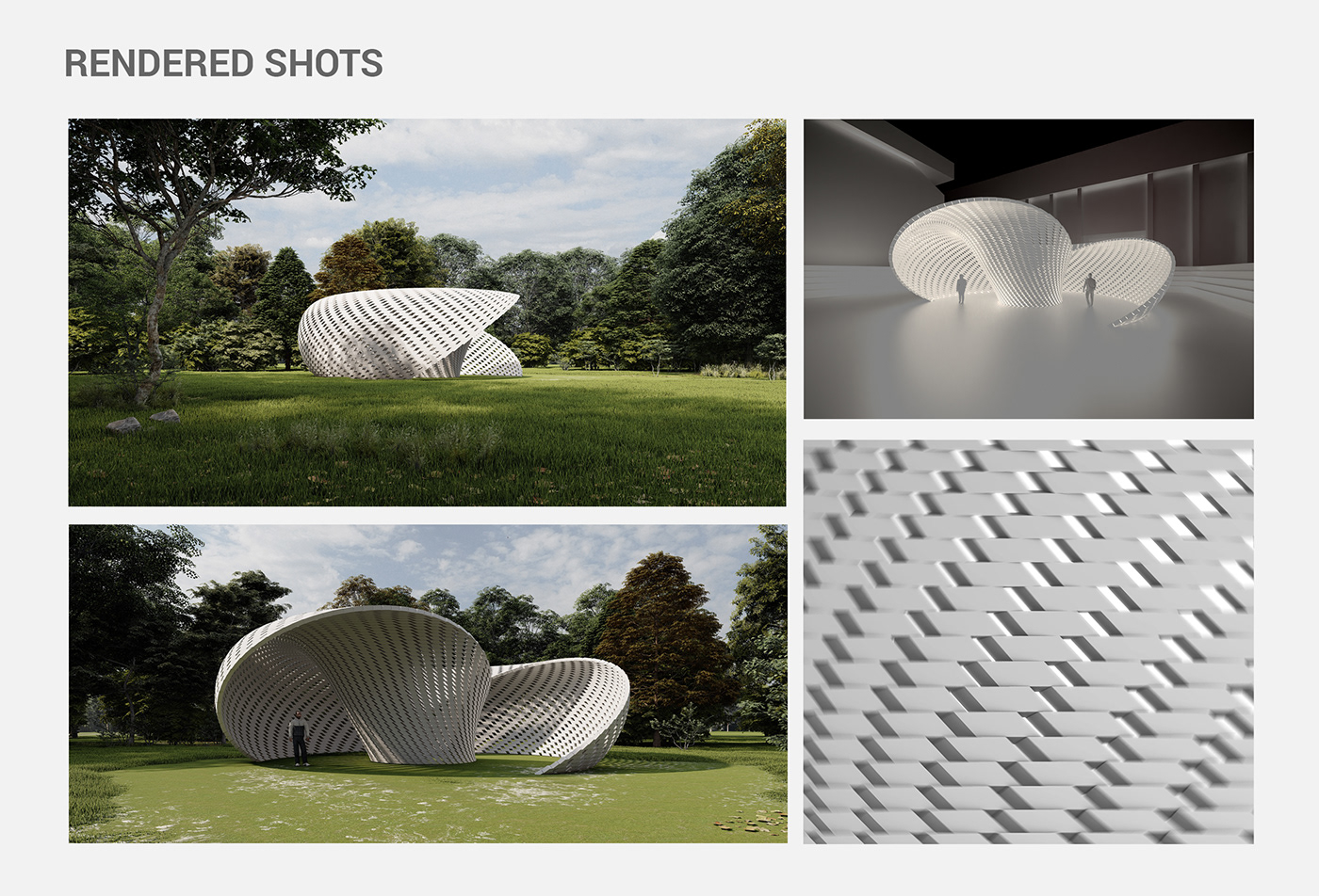3d modeling architecture archviz black and white Calla Lily modeling parametric pavilion Render 3D
