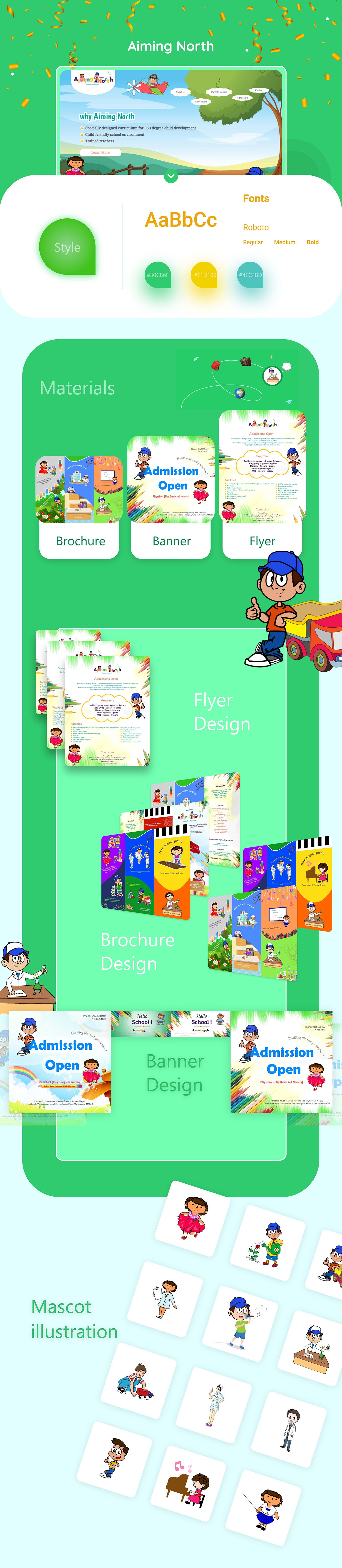 brochure design landingpage mascot design Preschool preschoolwebsite UI/UX Web Design  Website Website Design