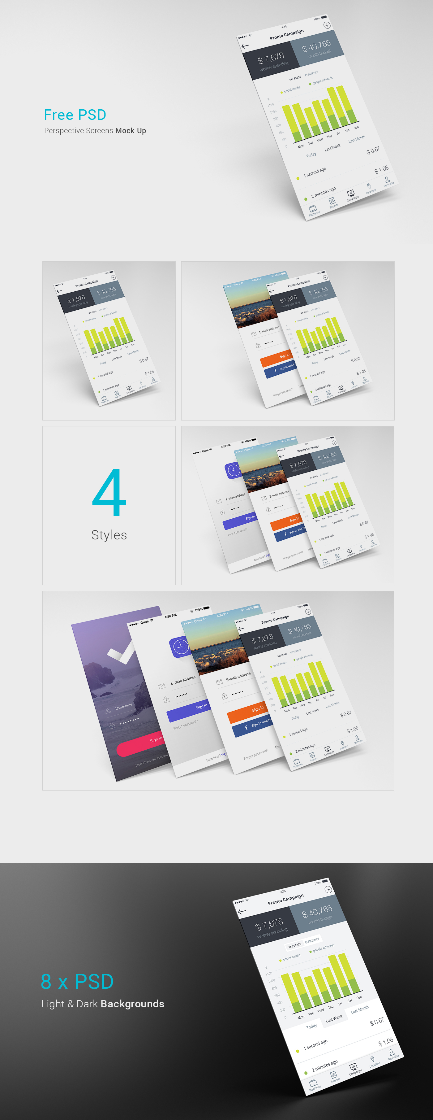freebie Mockup app Website Perspective screen canvas free ios android mobile psd showcase