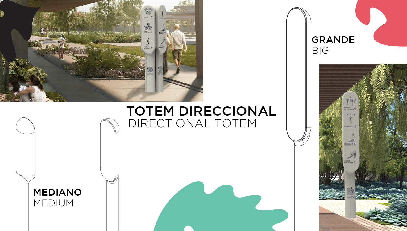 Park Parque señalización Signage wayfinding Totem industrial design concrete mexico