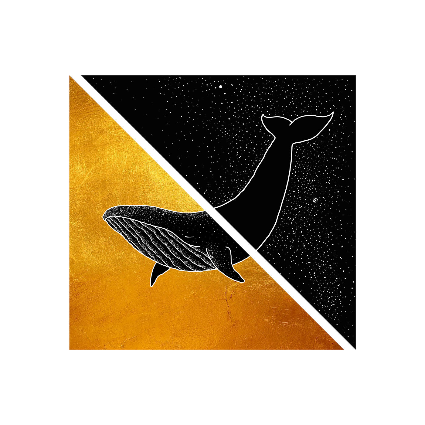 gold golden night Space  stars Whale moon moonlight minimalistic dotwork