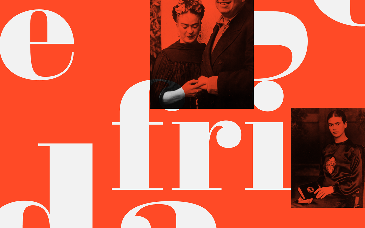Frida Kahlo diego rivera couple typographic Didone red Photography  Archive Exhibition  Signage