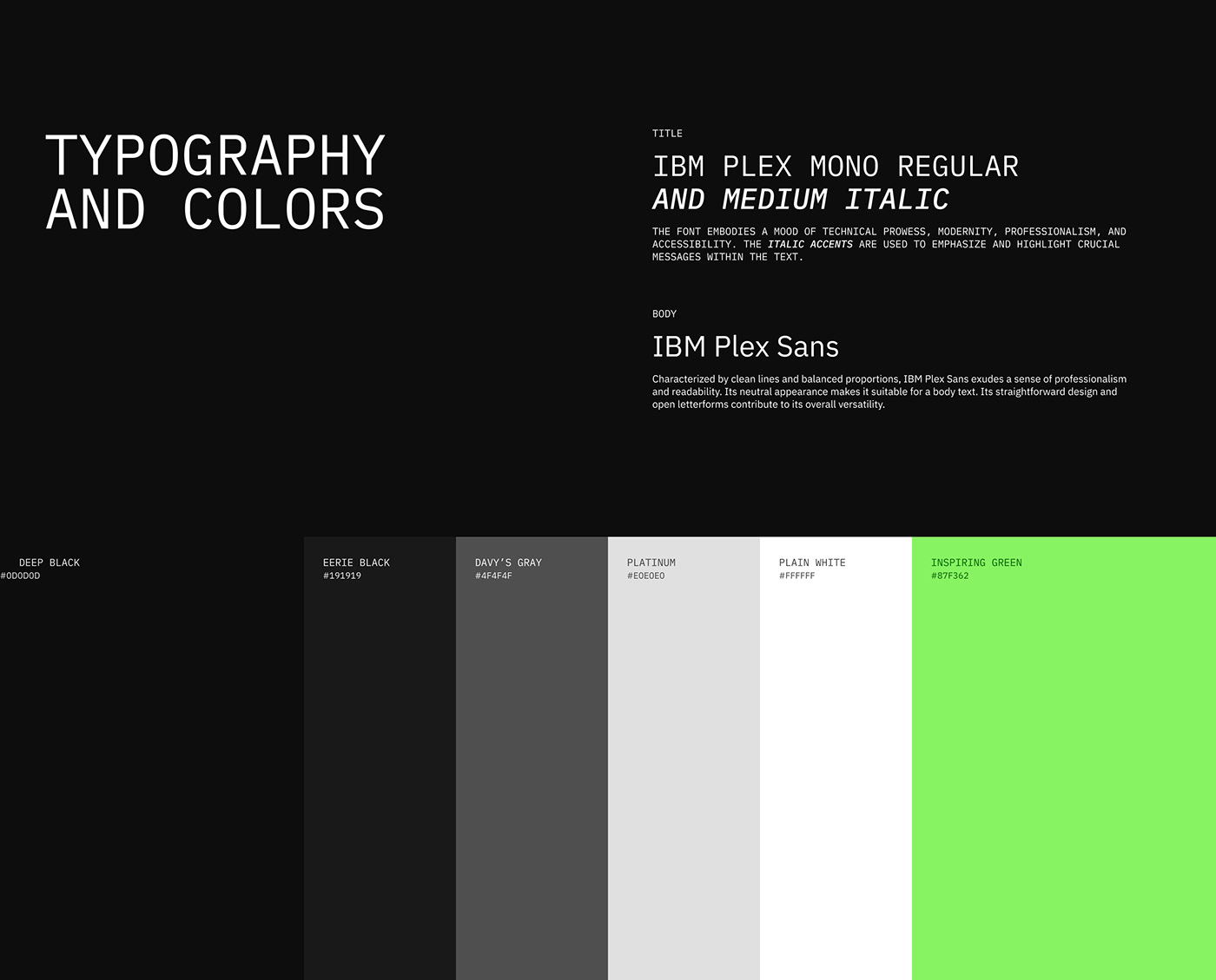 Typography and colors explanation
