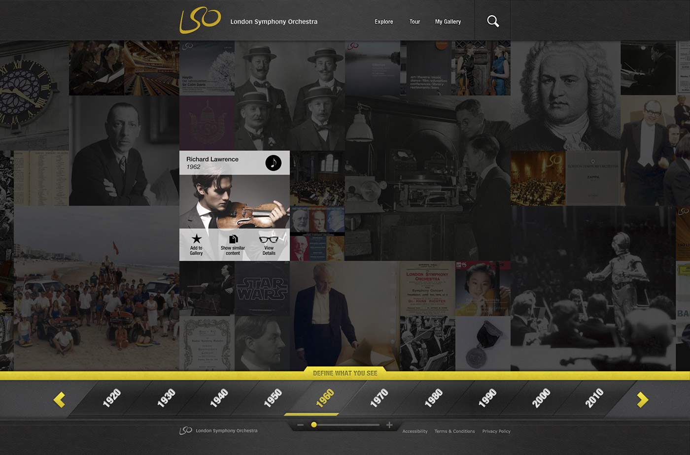Interaction design  music culture timeline history ux UI digital platform London Archive