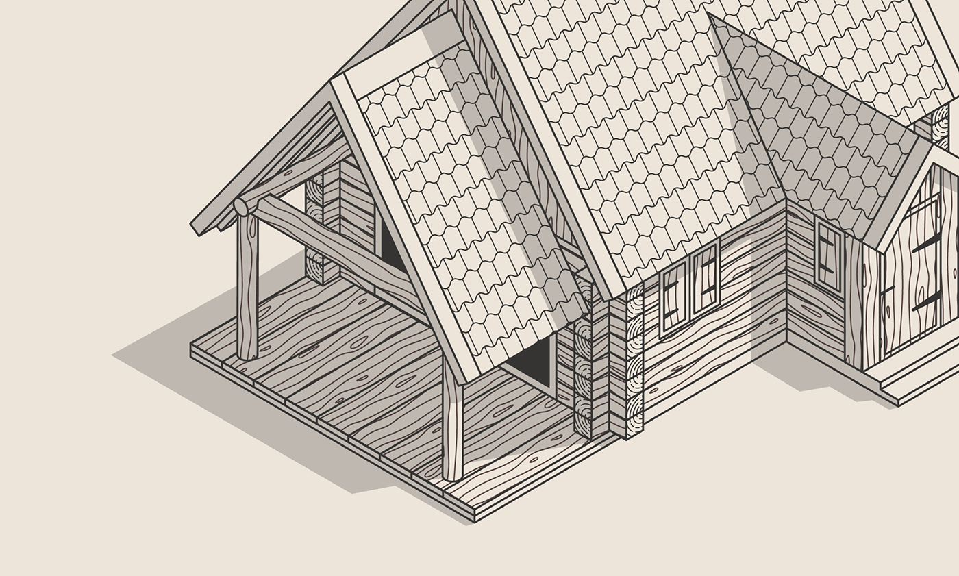 Isometric icons iconset ILLUSTRATION  house technical wood construction grid Sauna