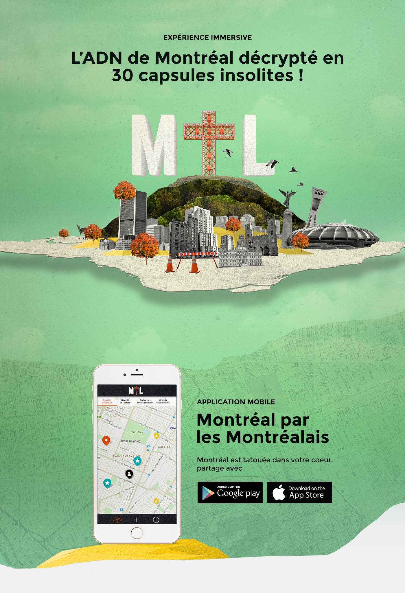 MTL Montreal animation  teleserie 375e application mobile histoire design JavaScript css