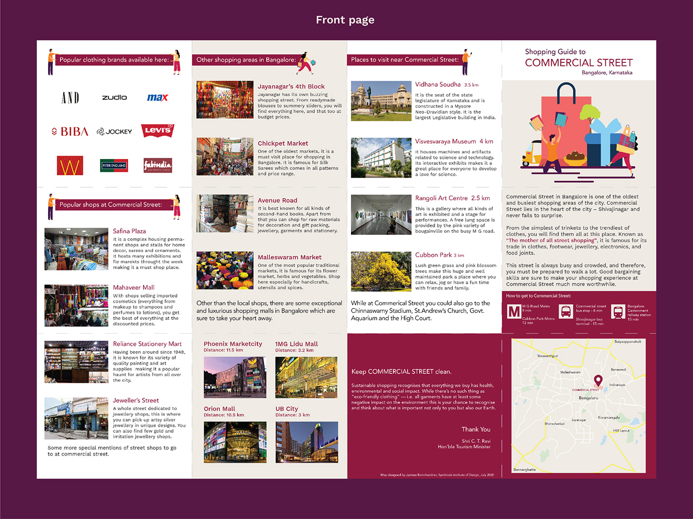 4 fold brochure bengaluru brochure design Commercial Street illustraions map design print map Shopper's Guide shopping map map brochure