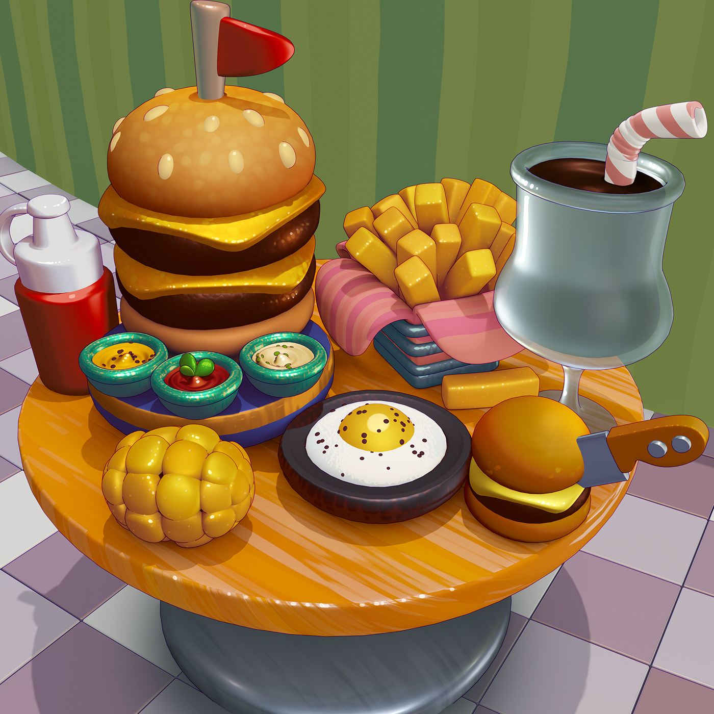 blender colorful cute farm Food  game prop stylized witch
