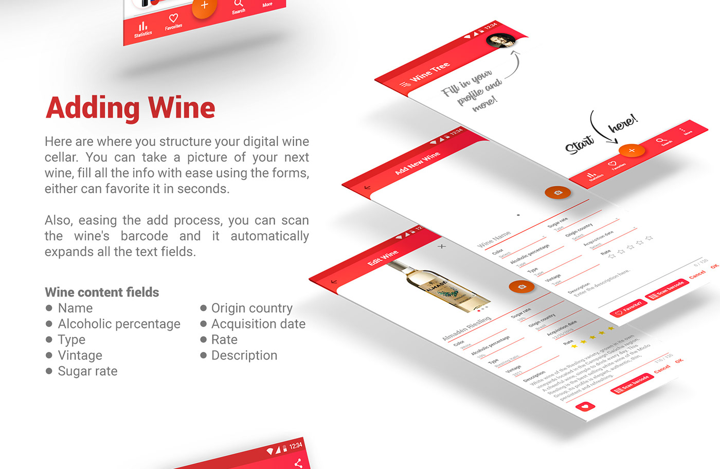 ui design UX design wine winery product design  interaction design wine cellar prototype app