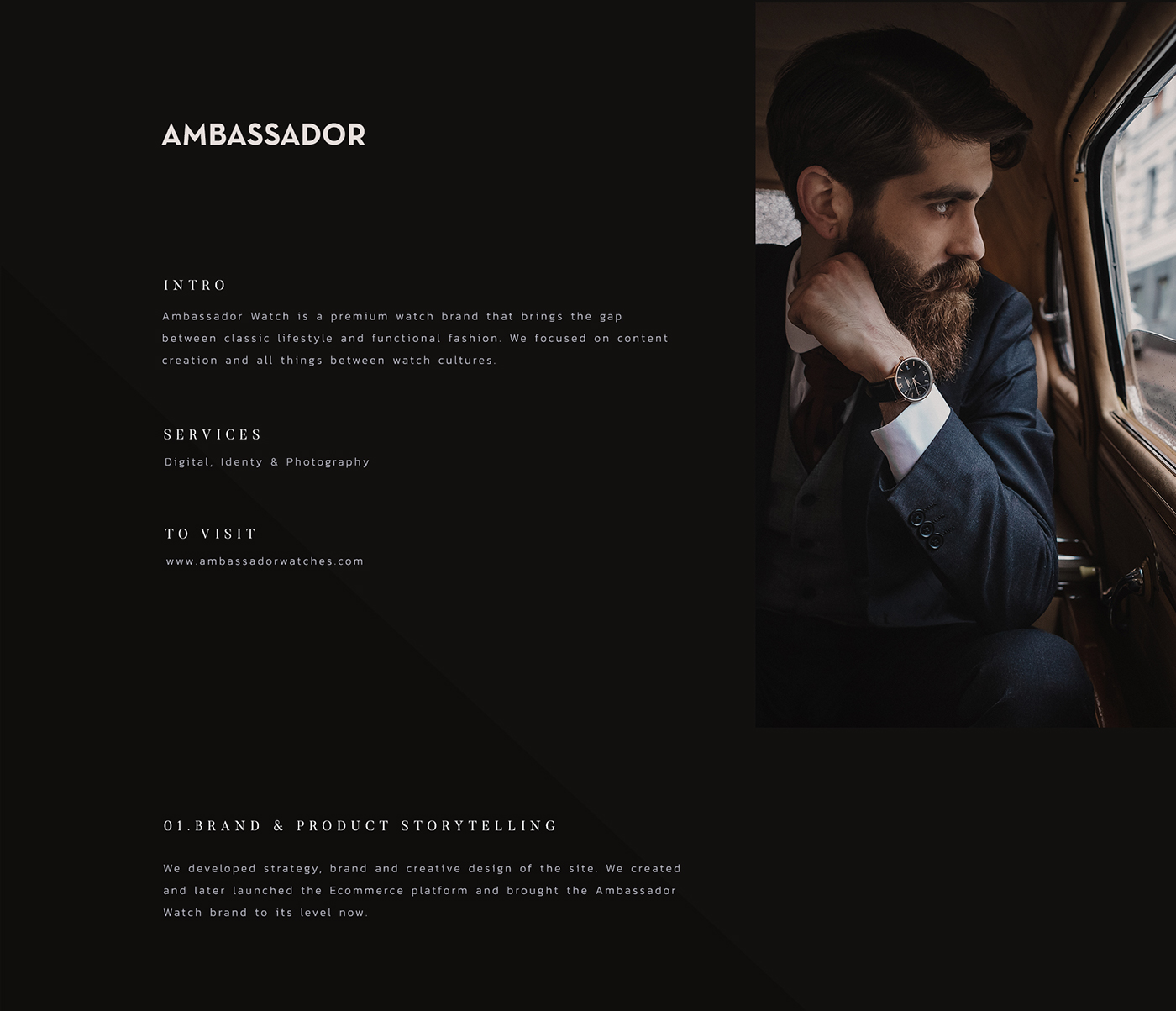 ambassador Watches Website Photography  dark Ecommerce Renders Webdesign