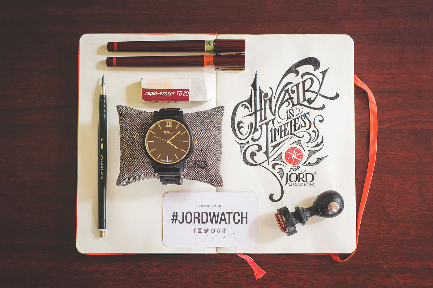 jord woodwatches lettering Rotring