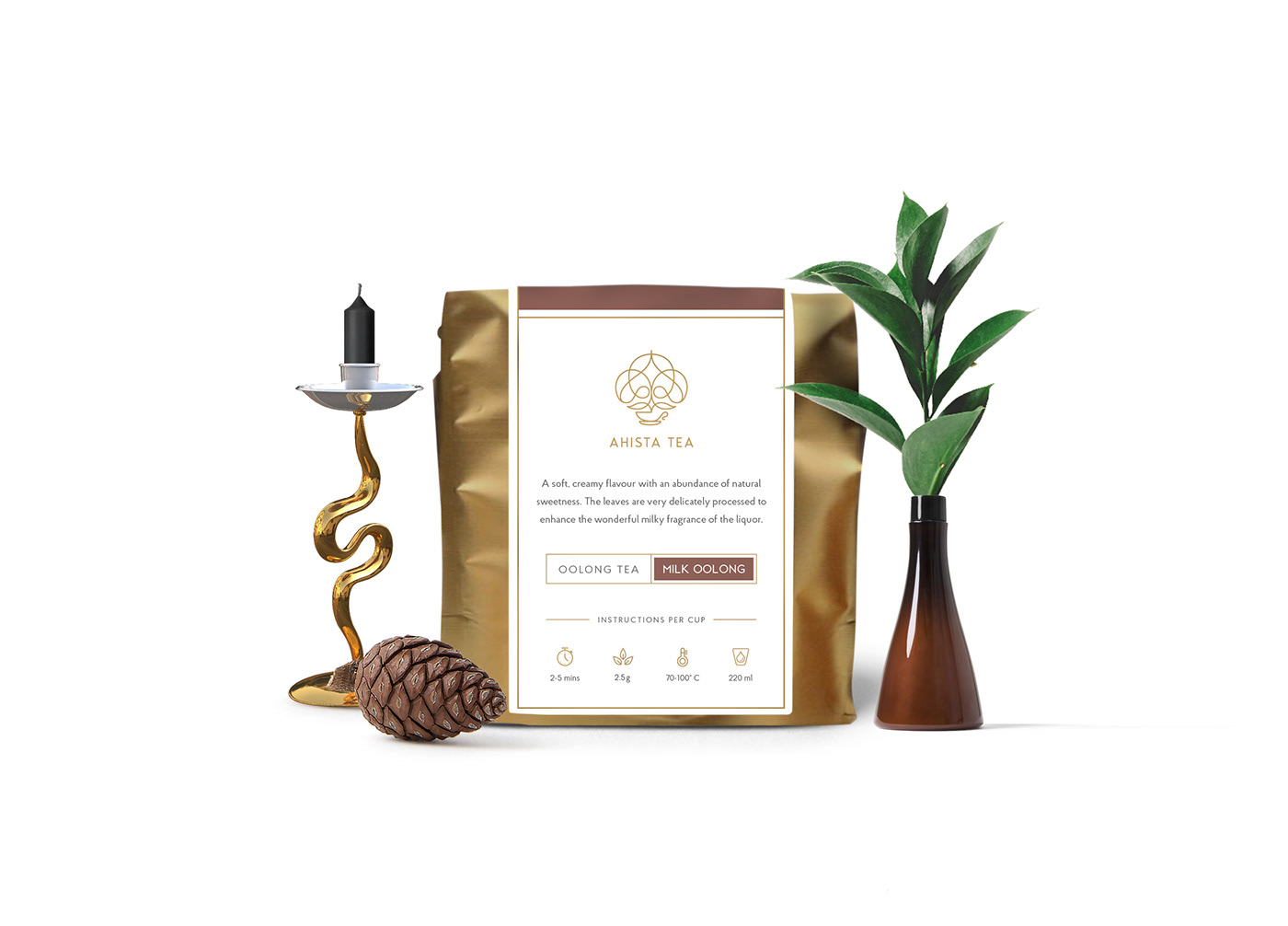 ahista tea Packaging Stand up pouch Pouch Packaging graphic design  minimal classy luxury India