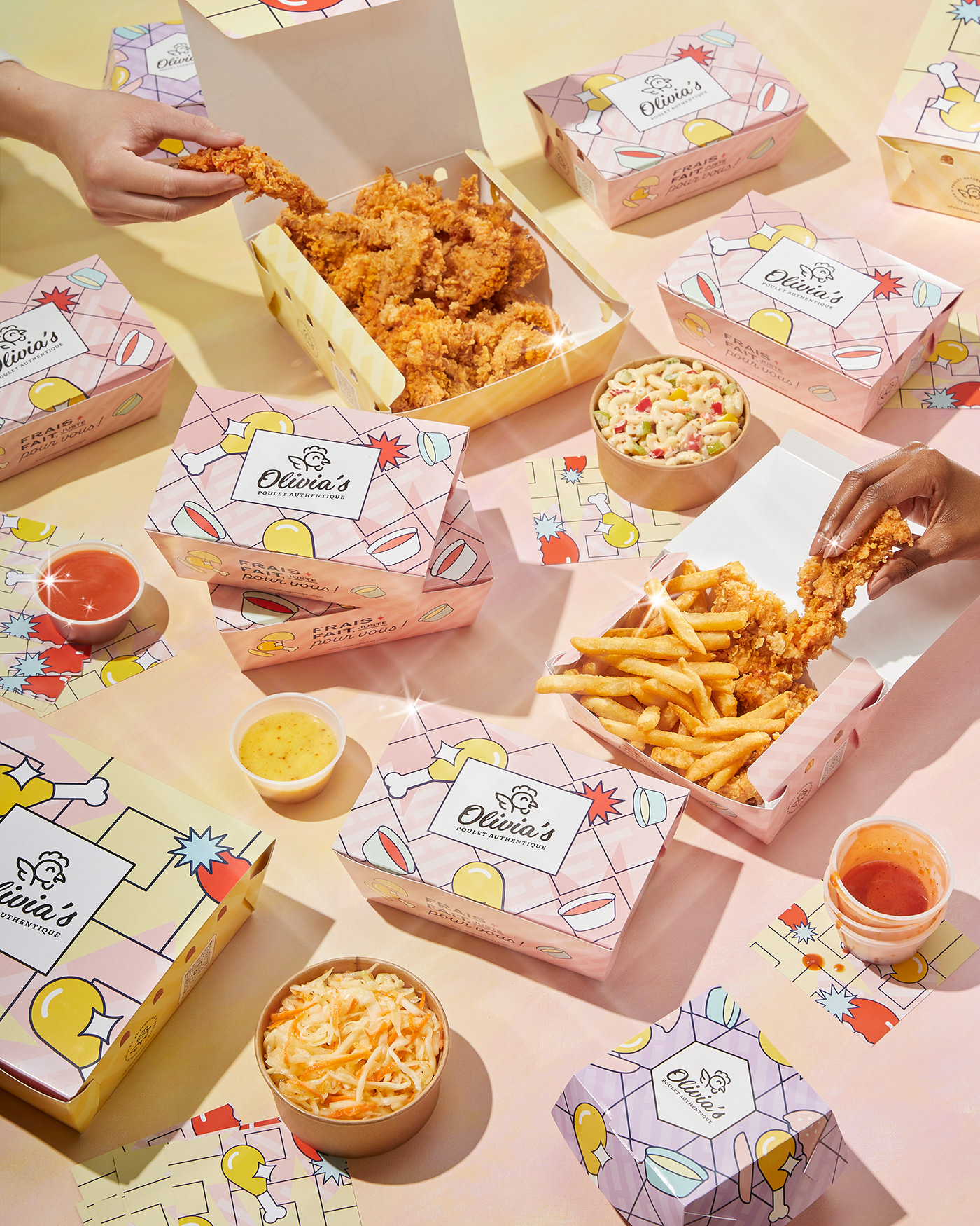 Advertising  brand identity burger chicken Food  fried chicken Fries Packaging Photography  hands
