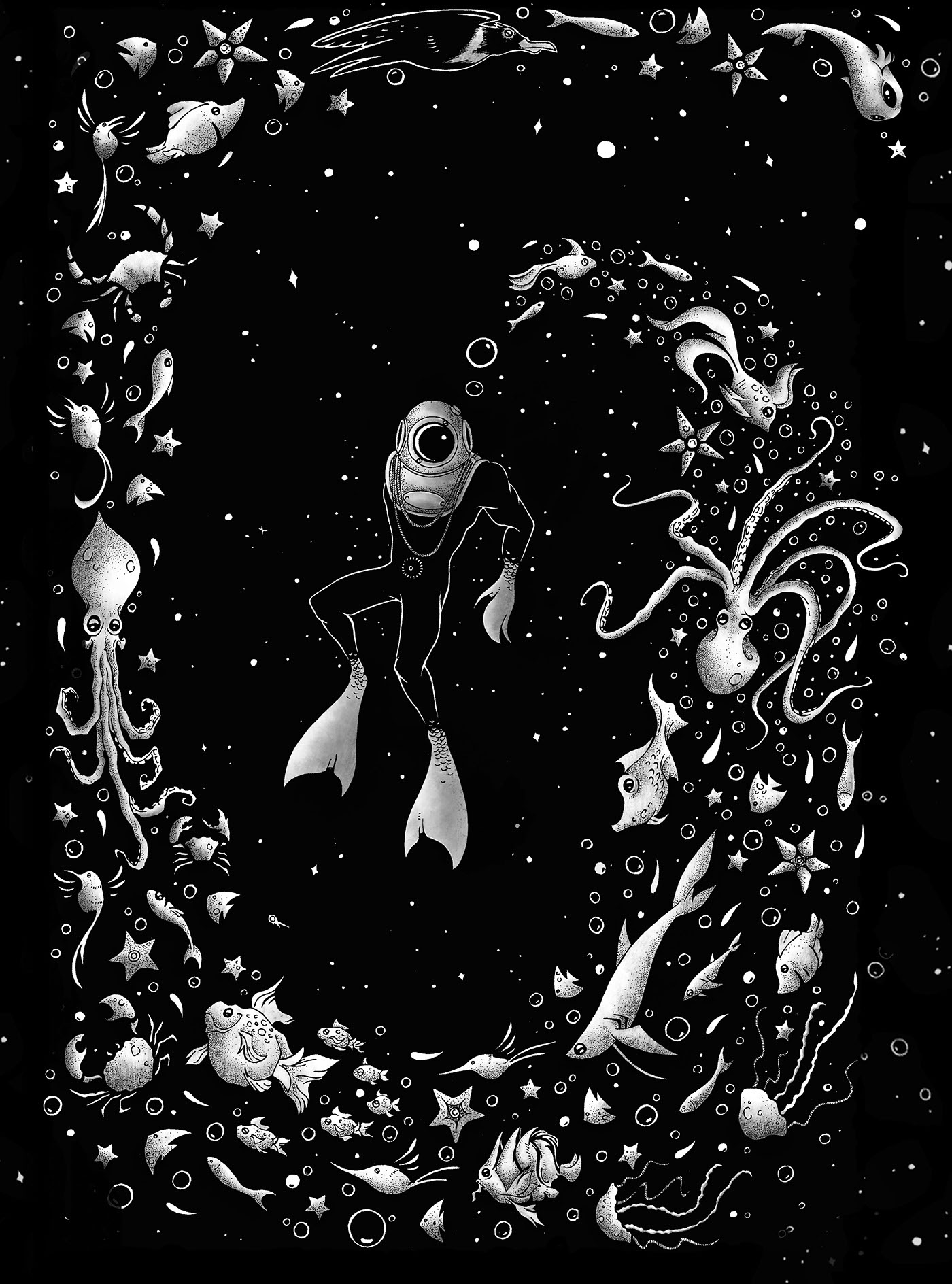 forest surreal ink pen paper hand animals surrealism art Ocean Space  desert horse fish Ps25Under25