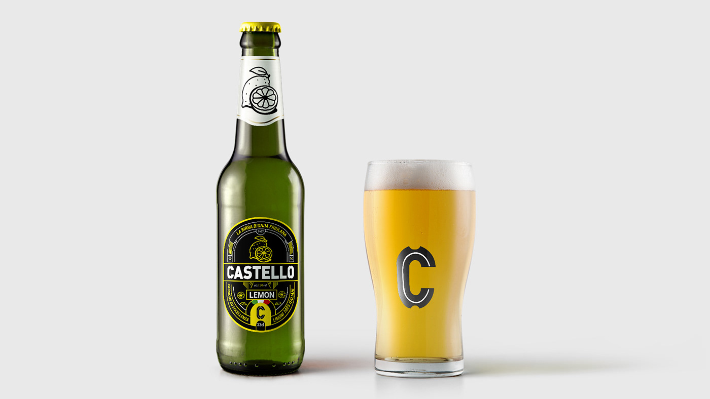 drink beer beer label birra castello Birra castello Italy lemon Lemon beer label