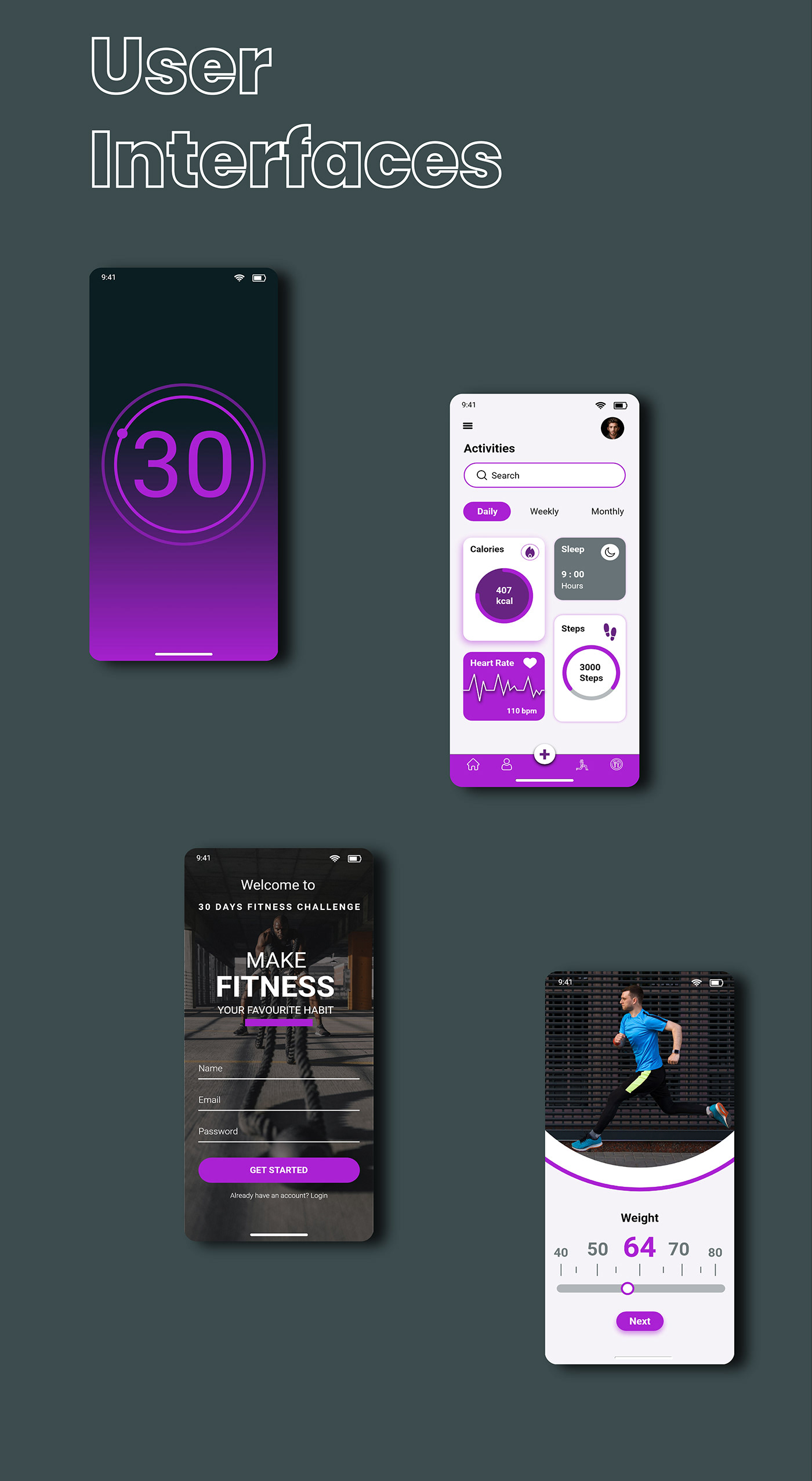 app design fitness fitness app interface design mobile Mobile app redesign ui concept ui design UI/UX
