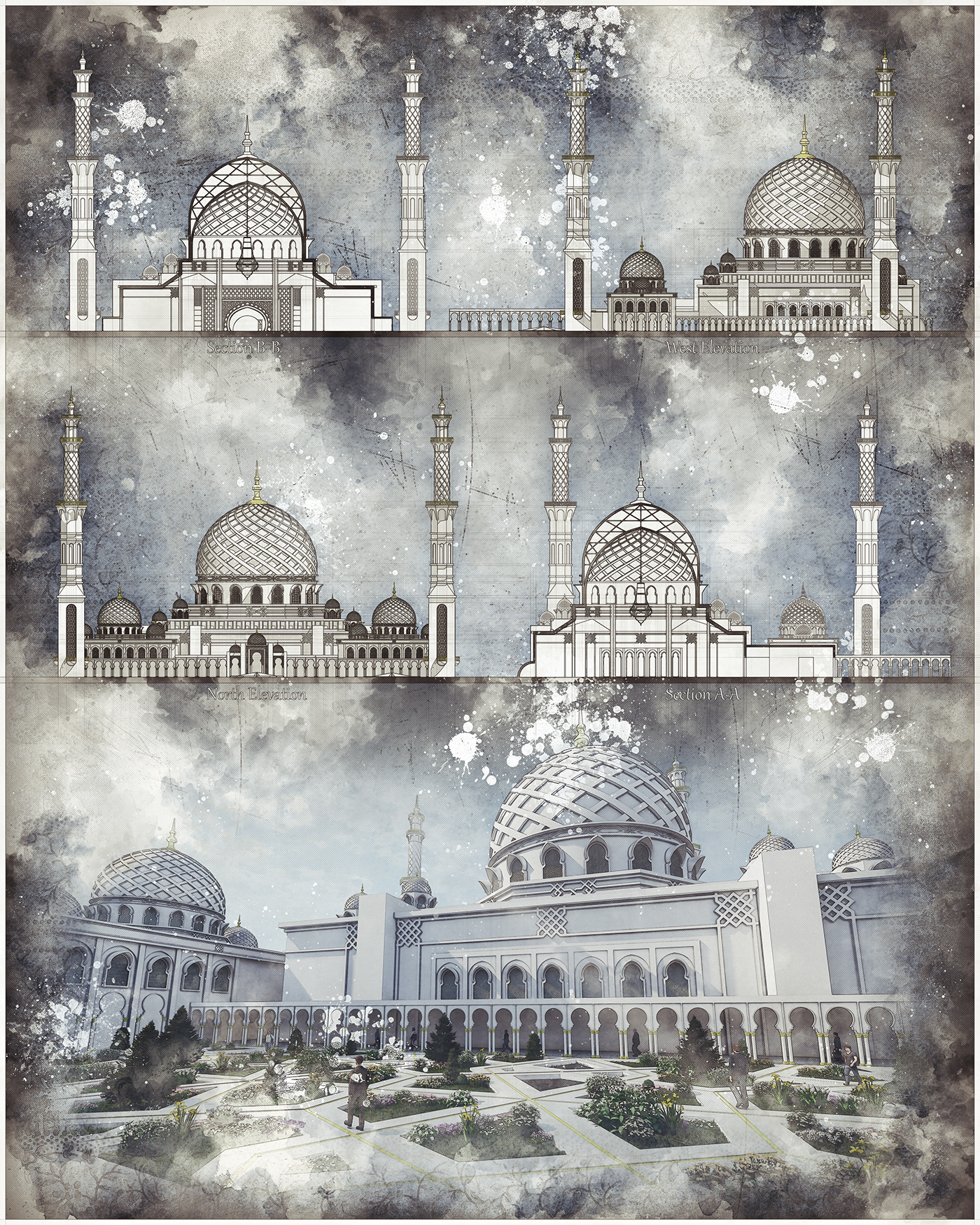 architecture CGI exterior lumion mosque photoshop poster Render rendering visualization