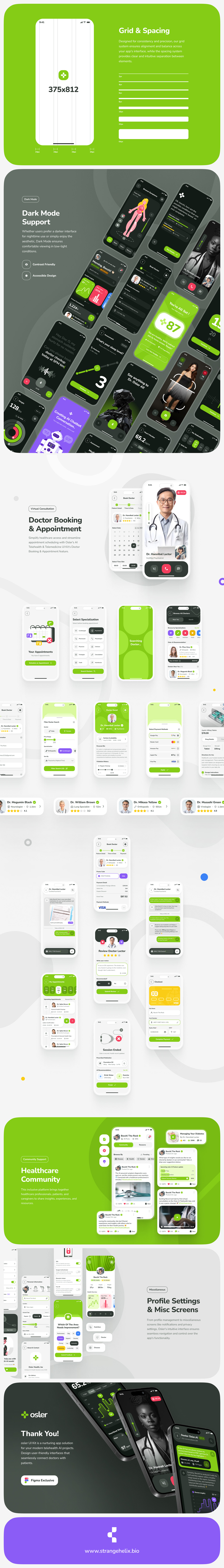telehealth Mobile app UI/UX ui kit doctor app artificial intelligence medical Health healthcare green