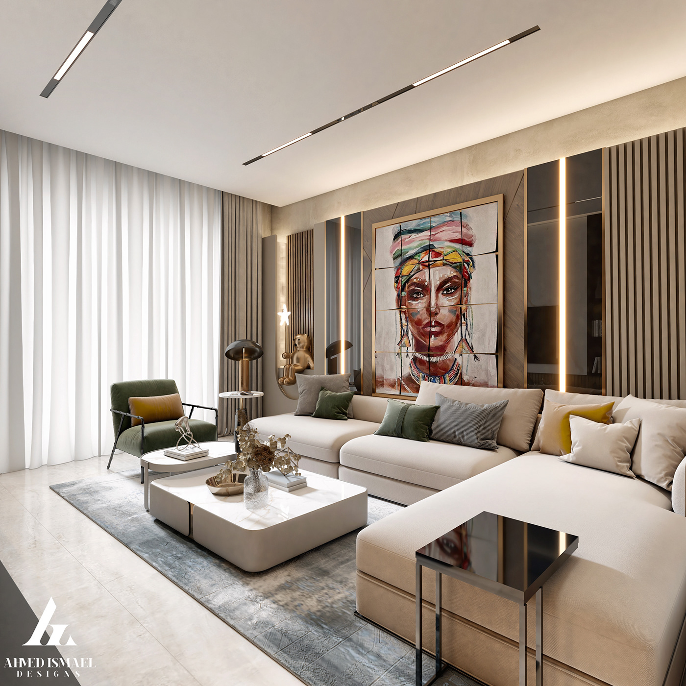 architecture Render visualization 3ds max modern design living room vray luxury