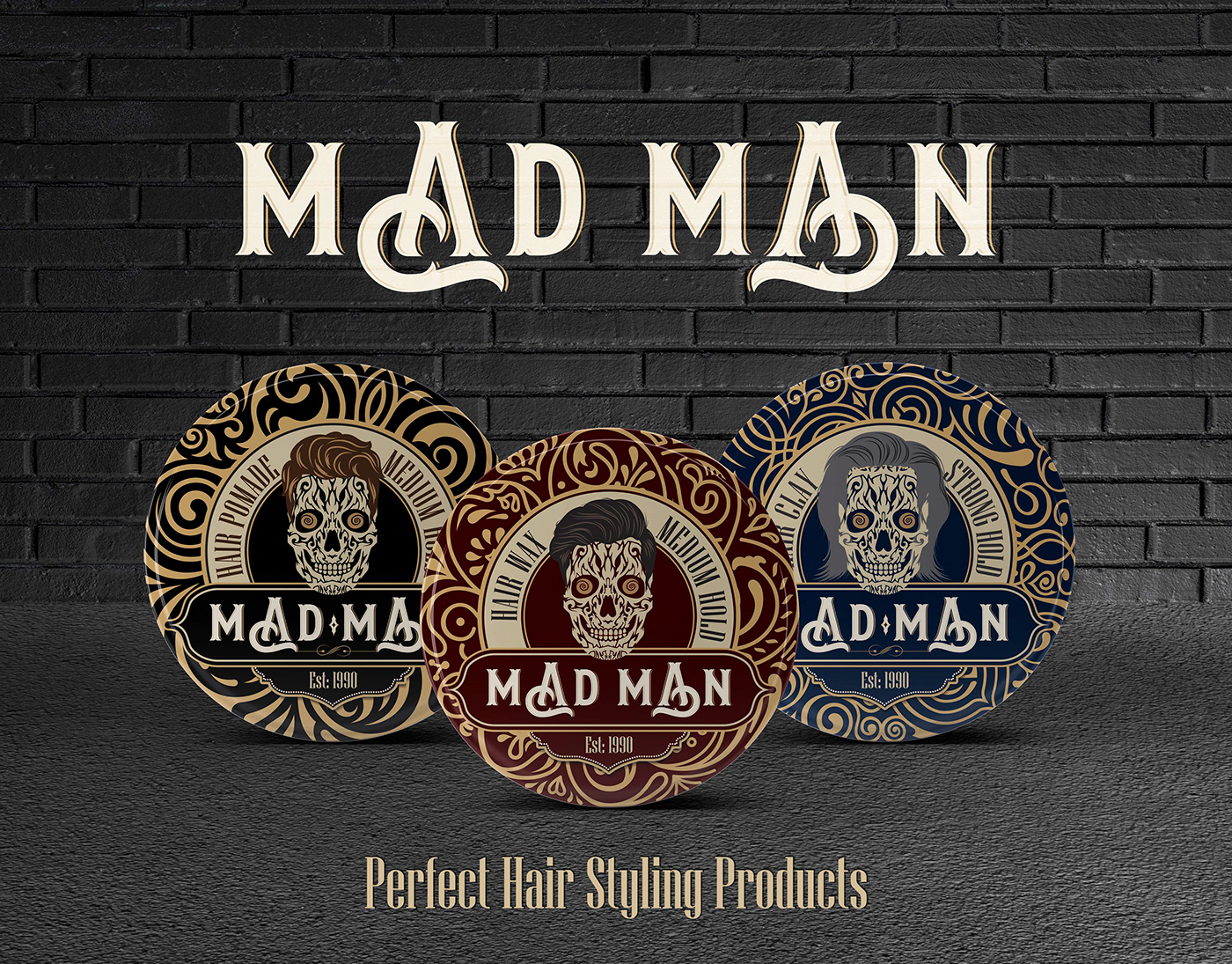 Packaging graphic design  wax man hairstyle package product product design  Mad pomade