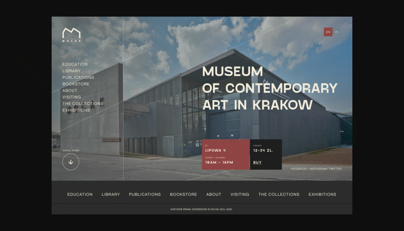 animation  Brutalism Exhibition  Interaction design  Interface krakow mobile museum UI/UX Web