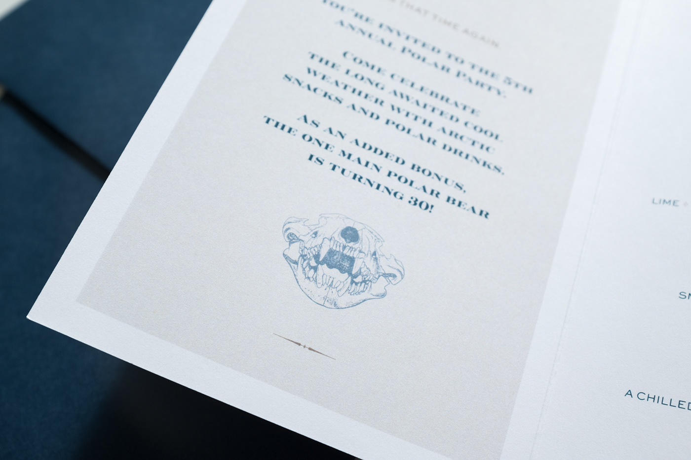 Invitation typography   Layout print invite Polar Bear Arctic blue party cocktail