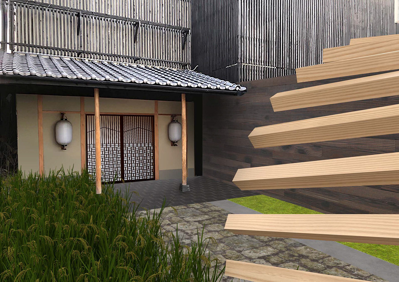 3D approach architecture Fusion360 japonism renovation Residence substance timemachine visualization