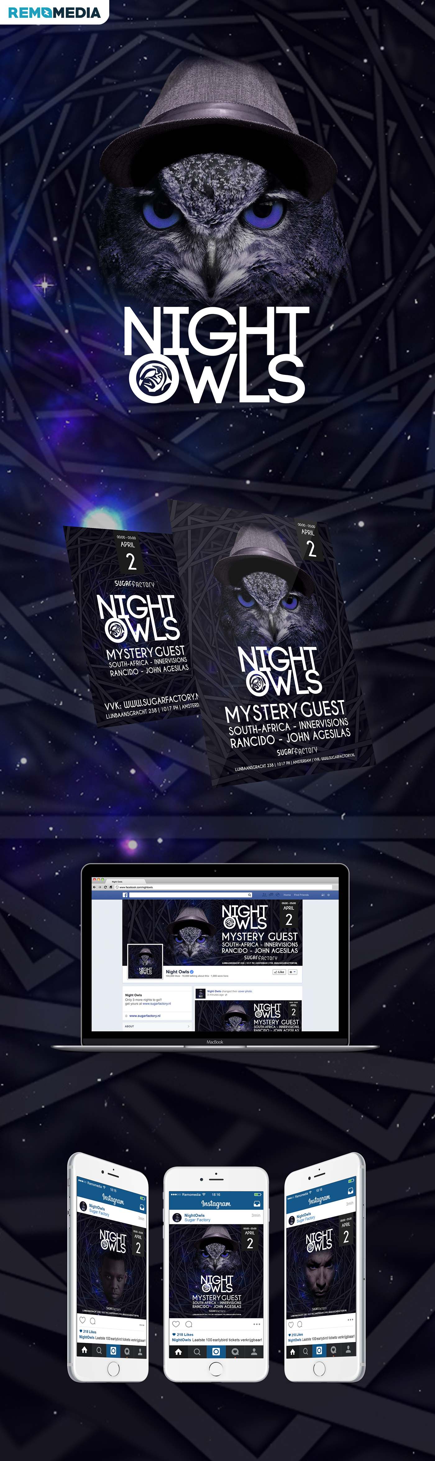 night owls graphic design campagne Netherlands amsterdam Remomedia party