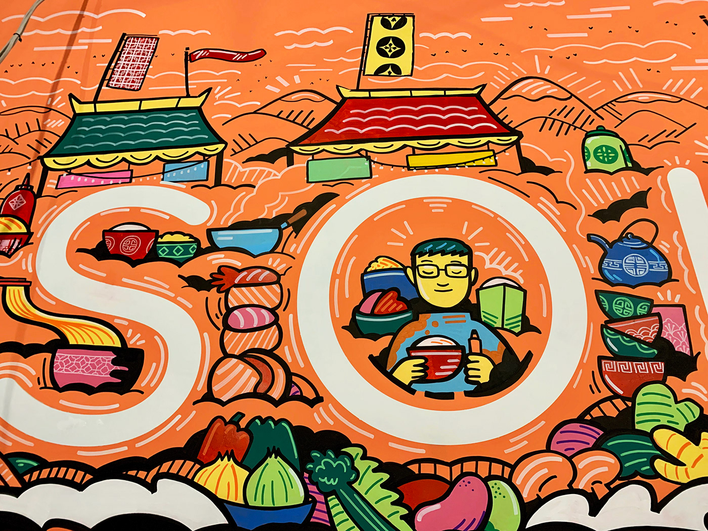 Posca Mural characters posca markers Street Food Street Art  geo law free hand