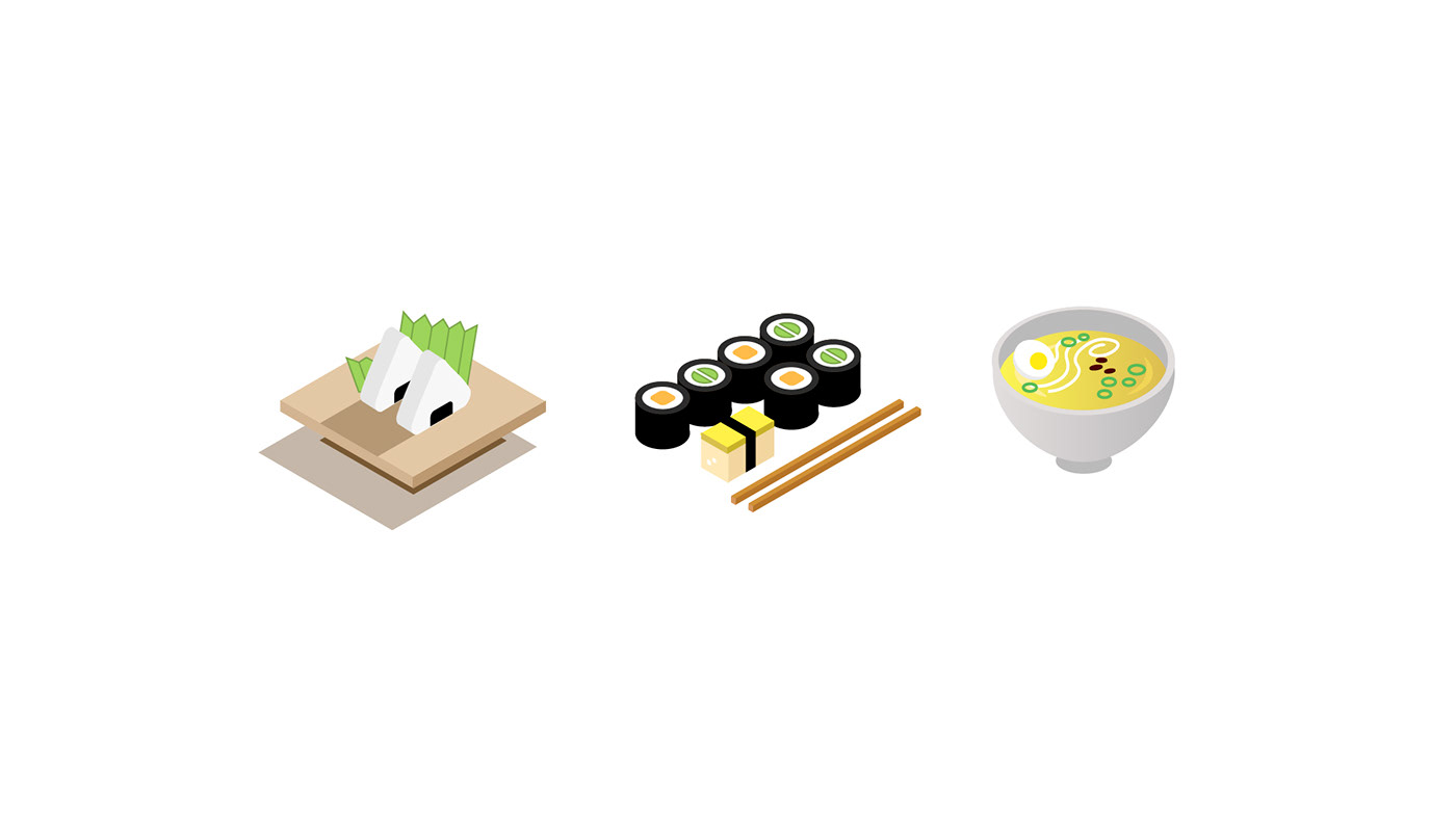ILLUSTRATION  Isometric message notebook onigiri phone Soup Sushi vector Vector Illustration