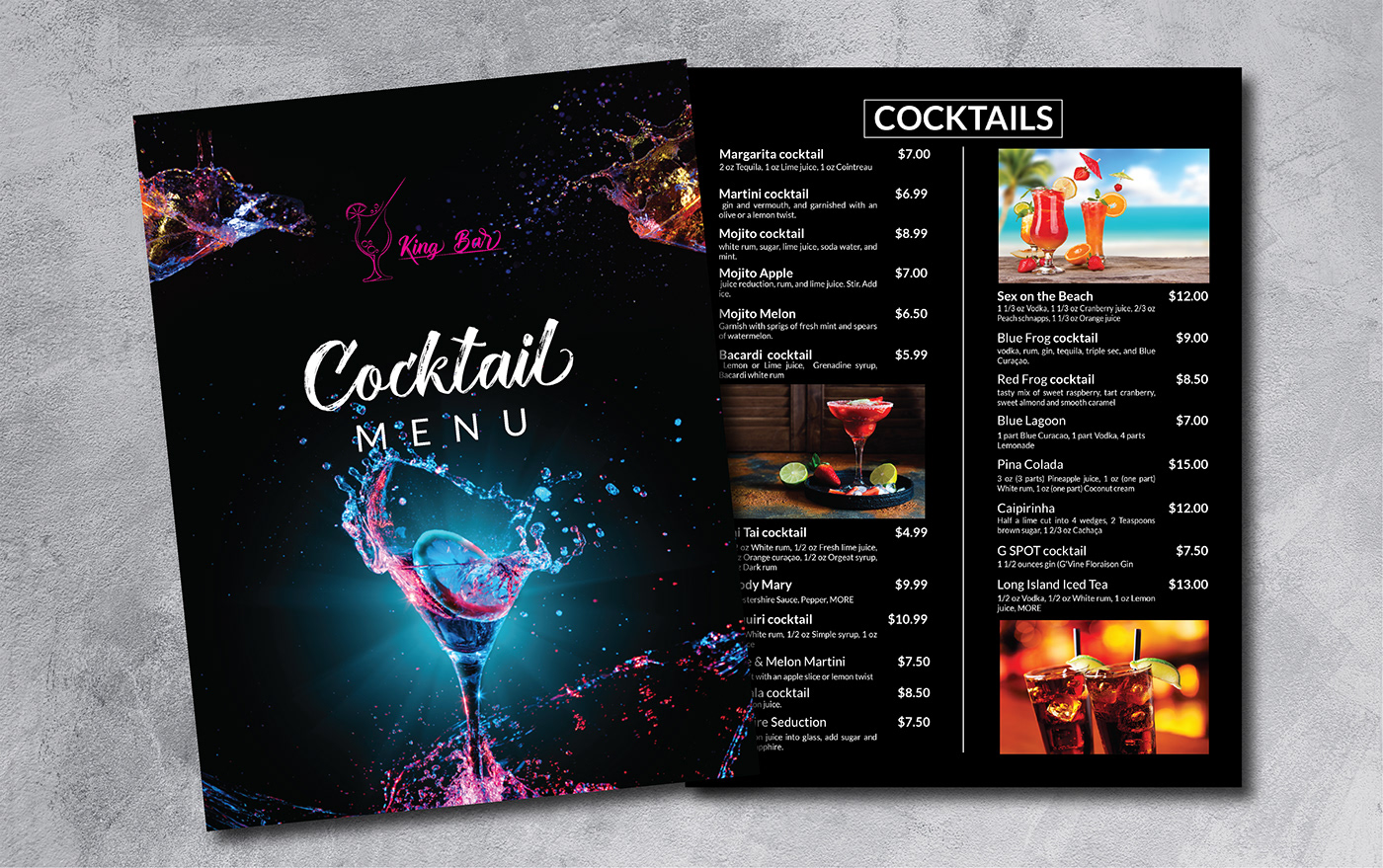 cocktail menu Bar Menu cafe menu restaurant menu menu design price list flyer menu rate list Digital Menu chart