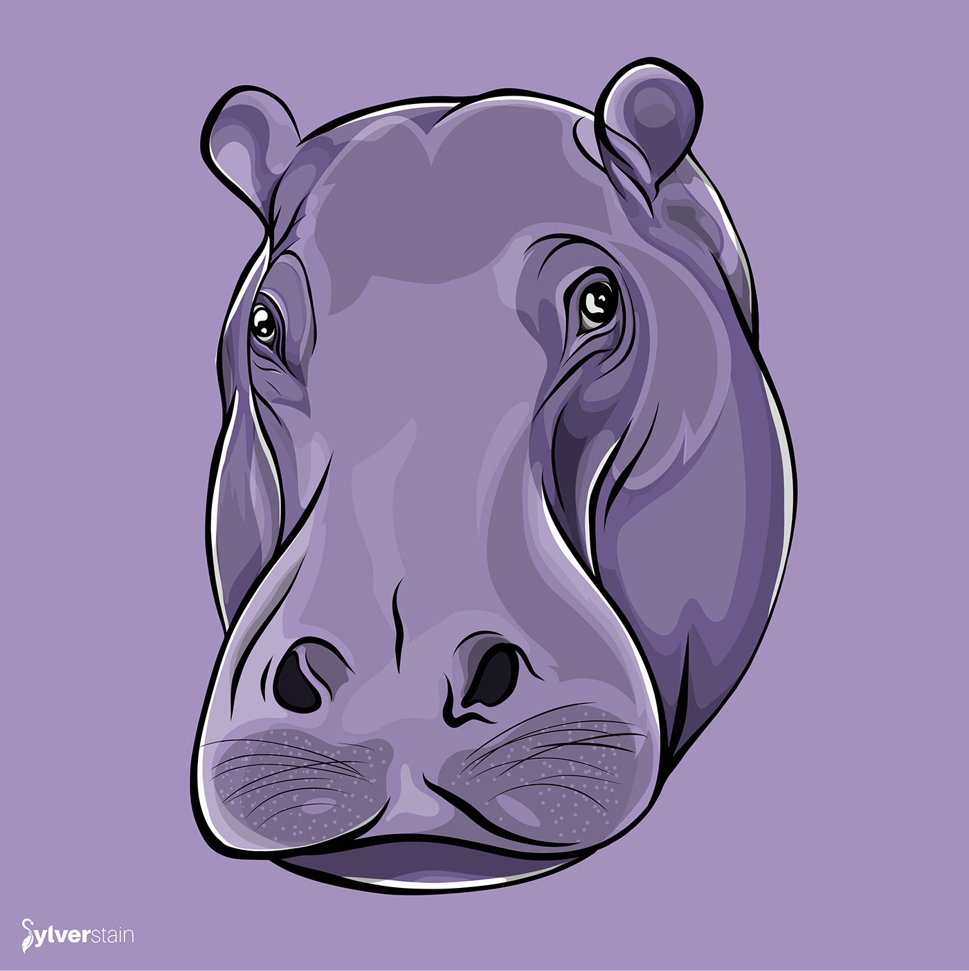 africa animal artwork design Digital Art  Drawing  Hippopotamus ILLUSTRATION  vector Vector Illustration