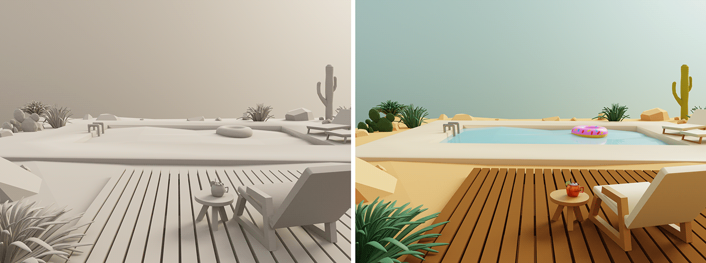 3D 3d art 3d modeling blender desert ILLUSTRATION  Low Poly Render vacation visualization