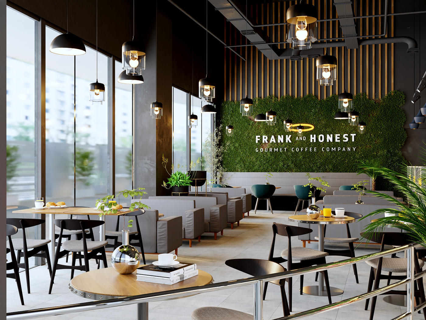 3ds max architecture cafe CGI cofee shop design interior design  Render Supermarket visualization