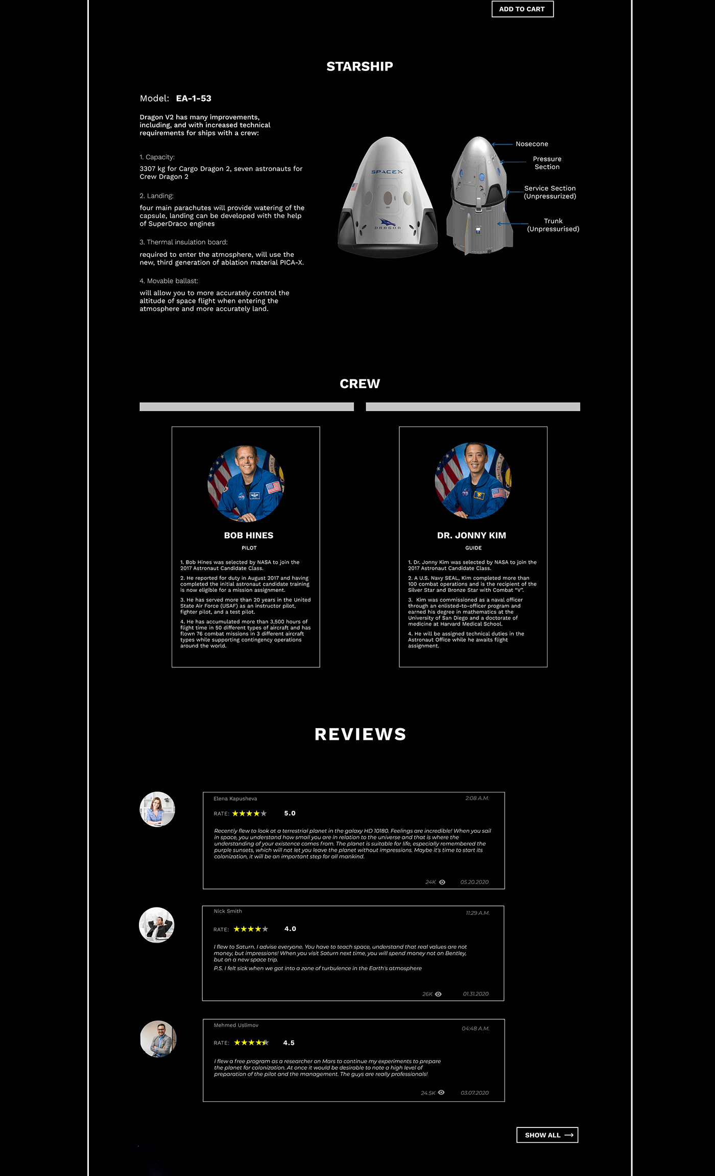 design Eccomerce online shop Space  starship store UI ux Website