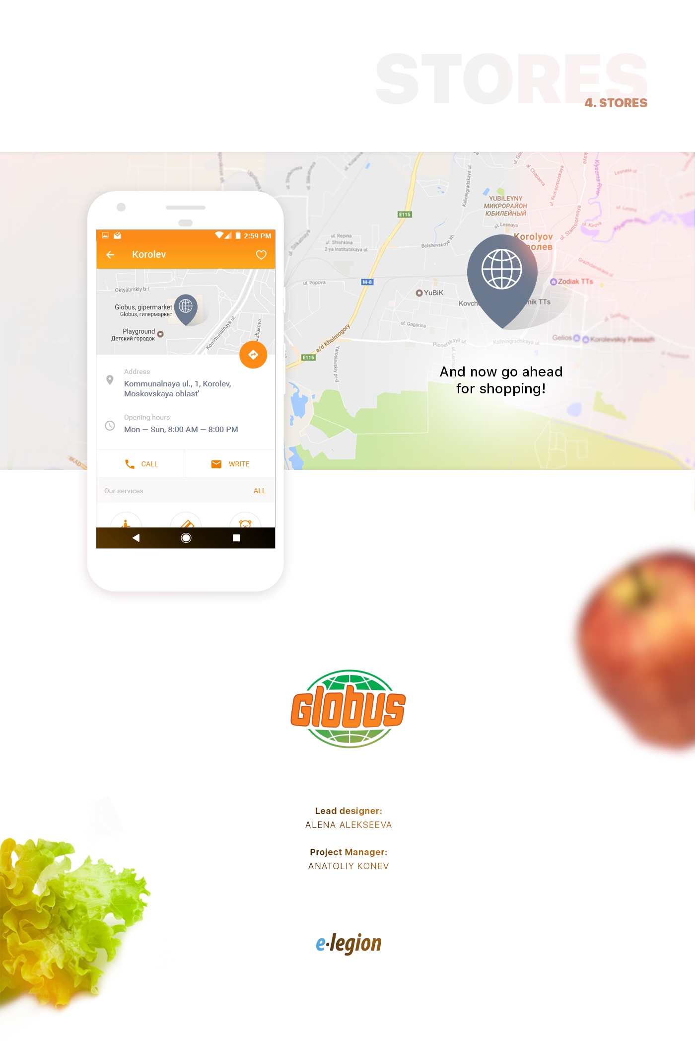 ios android Mobie e-legion elegion legion Food  app Globus market