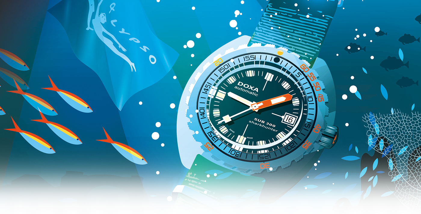 doxa Illustrator Instagram Post Instagram Stories jacquescousteau Ocean photoshop submarine Watches comission