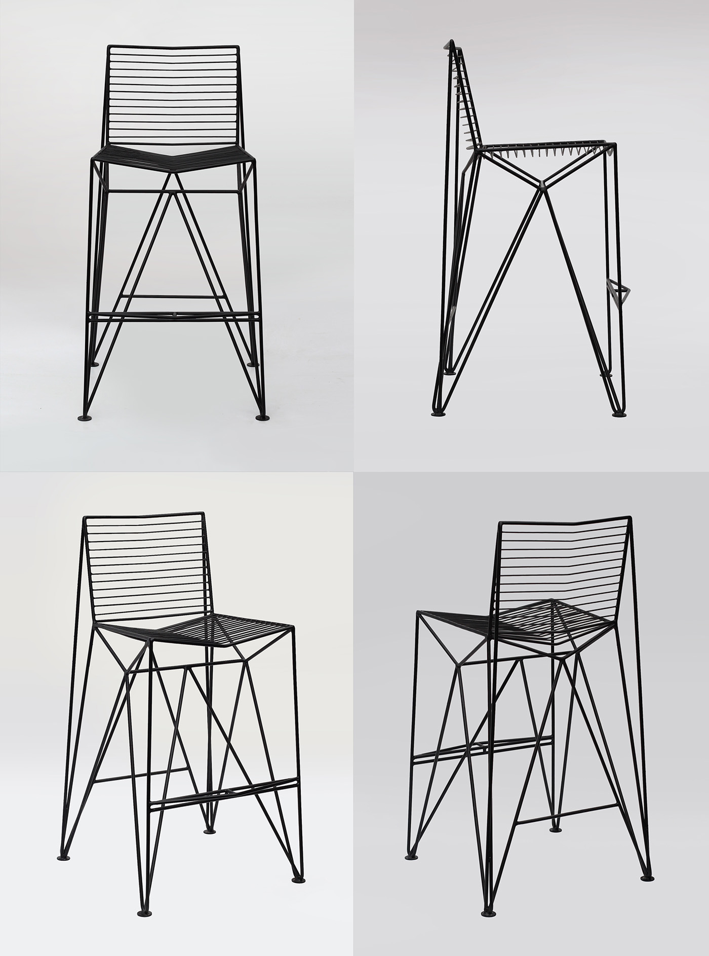 metal bar chair steel rod metal chair Lazariev design Thorn geometry industrial