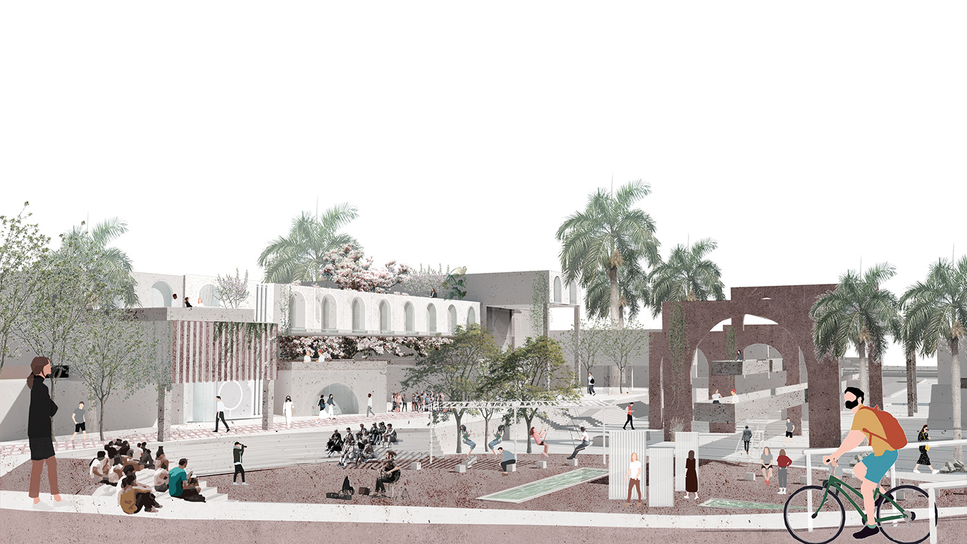 architecture collage concept design district Urban visualization illustrations Landscape Masterplan modular