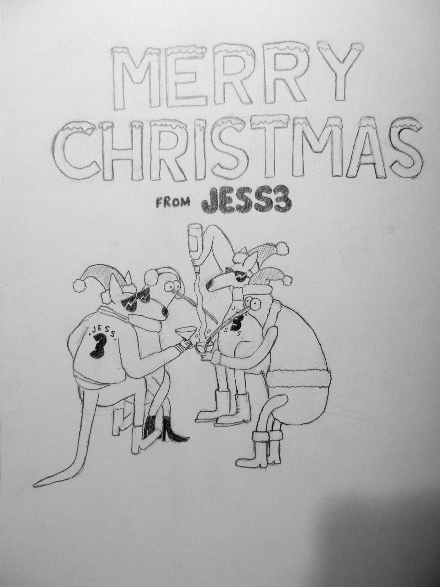 jess3 Christmas Holiday card ILLUSTRATION  design celebrities humor